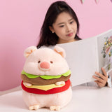 Hamburger Plush Toys Creative Realistic Hugging Pig Pillow Animals Plush Toy 35cm