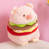 Hamburger Plush Toys Creative Realistic Hugging Pig Pillow Animals Plush Toy 35cm