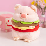 Hamburger Plush Toys Creative Realistic Hugging Pig Pillow Animals Plush Toy 35cm