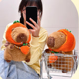 Cute Capybara Stuffed Animal Collectible Capybara Plush Toy for Gifts Family pumpkin 28cm