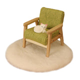 Dollhouse Wooden Chair with Cat 1:12 Dollhouse Rug for Micro Landscape Decor