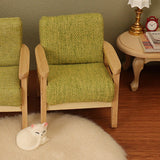 Dollhouse Wooden Chair with Cat 1:12 Dollhouse Rug for Micro Landscape Decor