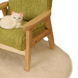 Dollhouse Wooden Chair with Cat 1:12 Dollhouse Rug for Micro Landscape Decor