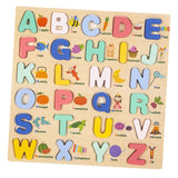 Wooden Peg Puzzles Wooden Scratching Board for Toddlers 2 3 4 Years Old Kids uppercase letters