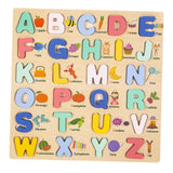 Wooden Peg Puzzles Wooden Scratching Board for Toddlers 2 3 4 Years Old Kids uppercase letters