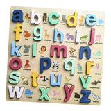 Wooden Peg Puzzles Wooden Scratching Board for Toddlers 2 3 4 Years Old Kids lowercase letters