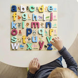 Wooden Peg Puzzles Wooden Scratching Board for Toddlers 2 3 4 Years Old Kids lowercase letters