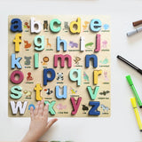 Wooden Peg Puzzles Wooden Scratching Board for Toddlers 2 3 4 Years Old Kids lowercase letters