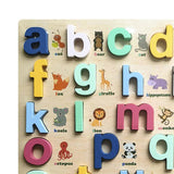 Wooden Peg Puzzles Wooden Scratching Board for Toddlers 2 3 4 Years Old Kids lowercase letters