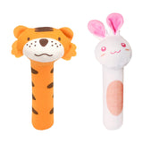 2x Baby Cartoon Hand Rattles Squeaker Toys Soft Visual Development for Gifts