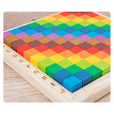 Colorful Cubes Puzzle Toys Wood Building Blocks for Children Baby Gifts with 20 cards