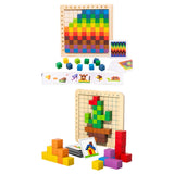 Colorful Cubes Puzzle Toys Wood Building Blocks for Children Baby Gifts with 20 cards