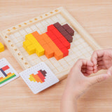 Colorful Cubes Puzzle Toys Wood Building Blocks for Children Baby Gifts with 20 cards