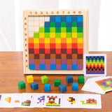 Colorful Cubes Puzzle Toys Wood Building Blocks for Children Baby Gifts with 20 cards