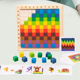 Colorful Cubes Puzzle Toys Wood Building Blocks for Children Baby Gifts with 20 cards