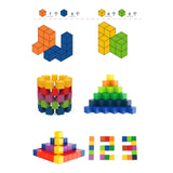 Colorful Cubes Puzzle Toys Wood Building Blocks for Children Baby Gifts with 24 cards