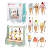 Wood Ice Cream Toy Set Gifts Montessori for Kindergarten Preschool Household