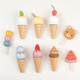 Wood Ice Cream Toy Set Gifts Montessori for Kindergarten Preschool Household