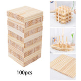 100Pcs Tower Block Wooden DIY Crafts Tumbling Towers for Outdoor Party Indoor