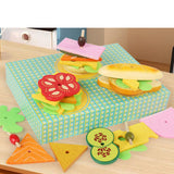 Wooden Stacking Burger Toy DIY Pretend Play Toy for Children 3 4 5 Years Old