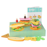 Wooden Stacking Burger Toy DIY Pretend Play Toy for Children 3 4 5 Years Old