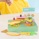 Wooden Stacking Burger Toy DIY Pretend Play Toy for Children 3 4 5 Years Old