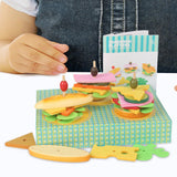 Wooden Stacking Burger Toy DIY Pretend Play Toy for Children 3 4 5 Years Old