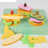 Wooden Stacking Burger Toy DIY Pretend Play Toy for Children 3 4 5 Years Old