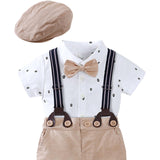 Summer Baby Boy Gentleman Suit Baby Boy Bow Tie for Home Birthday Daily Wear Height 52 to 59cm