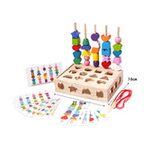 Montessori Wooden Beads Sequencing Toy Set for Kids Boys Girls Birthday Gift