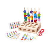 Montessori Wooden Beads Sequencing Toy Set for Kids Boys Girls Birthday Gift