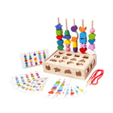 Montessori Wooden Beads Sequencing Toy Set for Kids Boys Girls Birthday Gift