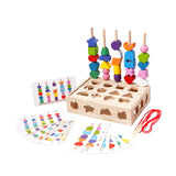 Montessori Wooden Beads Sequencing Toy Set for Kids Boys Girls Birthday Gift