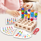 Montessori Wooden Beads Sequencing Toy Set for Kids Boys Girls Birthday Gift