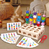 Montessori Wooden Beads Sequencing Toy Set for Kids Boys Girls Birthday Gift