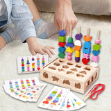 Montessori Wooden Beads Sequencing Toy Set for Kids Boys Girls Birthday Gift