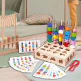 Montessori Wooden Beads Sequencing Toy Set for Kids Boys Girls Birthday Gift