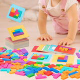 Wooden Blocks Puzzle Stem Brain Teasers Toy for Kids Birthday Gifts Children