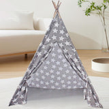 Kids Teepee for Indoor Outdoor Hut Playhouse for Parties Backyard Parks Gray