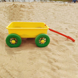 Pretend Play Wagon Toy Beach Activities Pull Car Toy for Indoor Seaside Yard Yellow