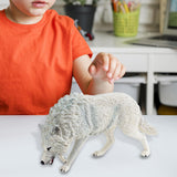 Mini Wolf Figurine Crafts Miniature Animal Toys for Kids Girls Boys Children White