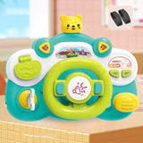 Electric Steering Wheel Toy Mini Pretend Play Driving Toy Kids Baby Toddlers green base