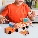 Wooden Car Transporter Toy Portable Wooden Truck for Kids Ages 3+ Boys Girls