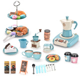 52Pcs Espresso Machine Playset Early Educational Toys for Kids Birthday Gift Blue