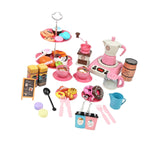 52Pcs Espresso Machine Playset Early Educational Toys for Kids Birthday Gift Pink