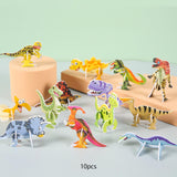 Maxbell 10 Pieces Craft DIY 3D Puzzle Learning Activities Montessori Toys for Babies Dinosaur