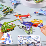 10 Pieces Craft DIY 3D Puzzle Learning Activities Montessori Toys for Babies Aircraft Tanks