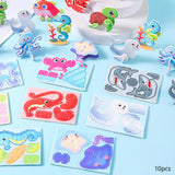 10 Pieces Craft DIY 3D Puzzle Learning Activities Montessori Toys for Babies Underwater World