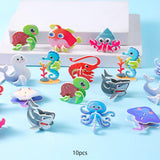 10 Pieces Craft DIY 3D Puzzle Learning Activities Montessori Toys for Babies Underwater World