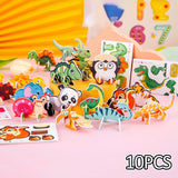 10 Pieces Cartoon Puzzle Creativity Montessori craft Diy 3D Puzzle for Kids